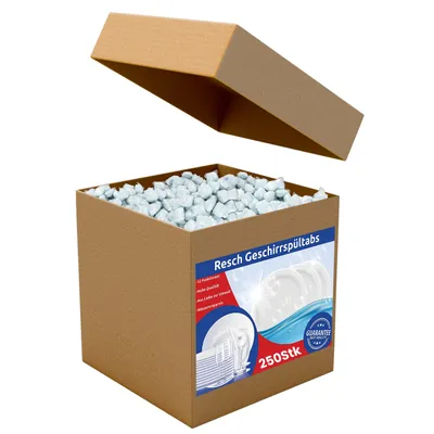 Produktbild von RESCH CLEANIX 250x Spülmaschinentabs 12in1 in wasserlöslicher Folie PHOSPHATFREI 5kg Geschirrtabs schnellauflösend 20g, Spülmaschine Tabs ohne Folie