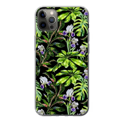 Produktbild von MuchoWow® Handyhülle Schutzhülle Hülle für iPhone 12 Pro Max Blume - Blätter - Muster Silikon Softcase Handy Hülle - Hartschale