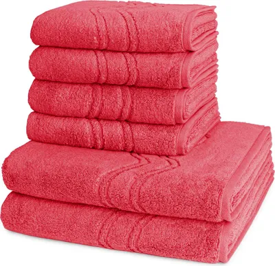 Produktbild von Ross Cashmere feeling 4 X Handtuch 2 X Duschtuch im Set Walkfrottee aus Baumwolle 520 g/m², Weich saugstark mit Aufhänger Kordel, Wellenmuster und gewebte Bordüre elegant