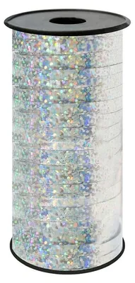 Immagine prodotto di Nastro regalo / nastro per palloncini / nastro polivalente / nastro per arricciatura - argento olografico 92m