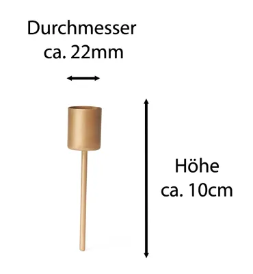 Produktbild von Novaliv 4x Stabkerzenhalter gold I Kerzenpick 10 x 2,5 cm Kerzenstecker für Stabkerzen Weihnachtsdekoration I Kerzenpin Adventskranzdekoration Kerzenleuchter