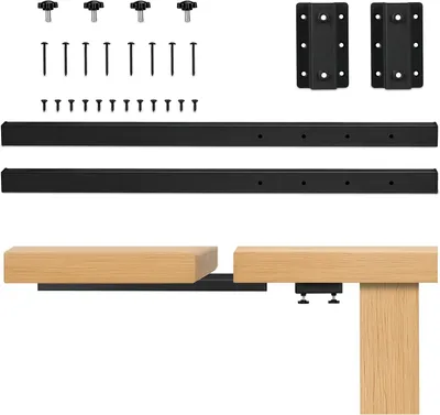 Produktbild von Ausziehbare Tischplattenverlängerung - 60 cm - Robust - Metall - Schwarz - Tragfähigkeit 80 kg