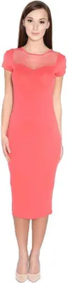 Produktbild von Kleid Kurzarm Top mit Tüll-Ausschnitt; Koralle S/M