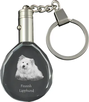 Produktbild von Finnischer Lapphund, Suomenlapinkoira, Lapinkoira - Anhänger mit einem Foto eines Hundes, Schlüsselanhänger aus Kristall in einer Geschenkbox, ein einzigartiges Geschenk von Art-Dog