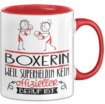 Produktbild von Boxerin Geschenk Tasse Lustiger Spruch Boxerin Weil Superheldin Kein Offizieller Beruf Ist Geschenkidee (Rot)