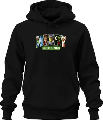 Produktbild von Merry Grinchmas Grinch Weihnachten lustig Geschenk Retro Uni Hoodie Kapuzenpullover, Schwarz, S