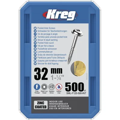Produktbild von Kreg Pocket-Hole Schrauben 32 mm, Verzinkt, Maxi-Loc, Feingewinde - 500Stk.