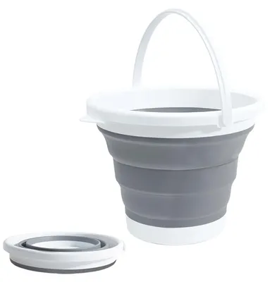 Klappbarer Eimer 10 l, grau, faltbar, für Camping & Auto