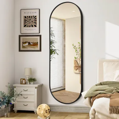 Imagen del producto de Espejo de cuerpo entero ovalado, con marco de metal, de 120 x 60 cm, ideal para salones y baños