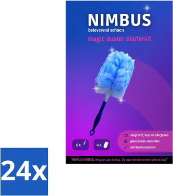 Immagine prodotto di NIMBUS Magic Duster Starter Set: manico + 4 ricariche (1 set) - confezione risparmio - 24 pezzi