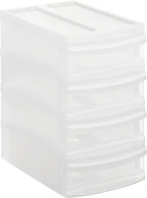 Produktbild von Rotho Schubladenbox Tower XS SYSTEMIX mit 4 Schubladen je 0.8 L - Aufbewahrungsbox 19,6 x 14,1 x 23,3cm - Organizer aus Kunststoff - stapelbar und erweiterbar