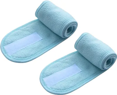 Produktbild von Hautpflege-Stirnband – Gesichtsreinigungsband – Haarband – Make-up-Band – Hellblau – 2 Stück – Klettverschluss – CHPN