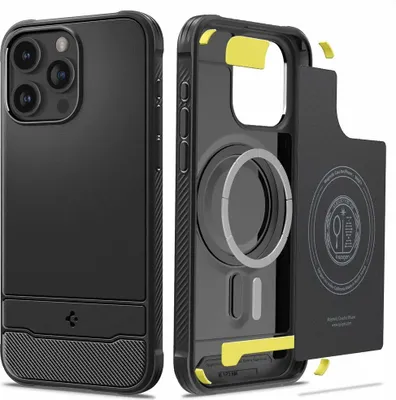 Produktbild von Spigen Rugged Armor Magfit Case Kompatibel mit iPhone 15 Pro - Schwarz