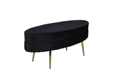 Produktbild von Venture Home Ottomane Otto 100x40x41 cm Samt Schwarz und Messing