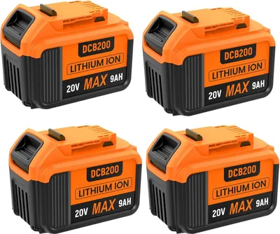 Obrázok produktu pre Batéria pre elektrické náradie – náhradná batéria 20 V Li-Ion – 9000 mAh – balenie po 4 ks – kompatibilná s DCB200/201/203/205 – nebovo modrá