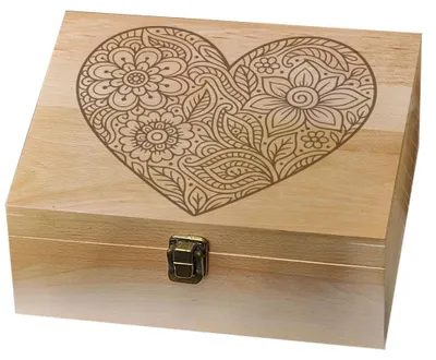 Imagen del producto de Solidchoice - Caja de recuerdos de madera con diseño de flores y corazón