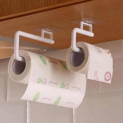 Image de Lot de 3 supports pour rouleaux de papier essuie-tout (aucun perçage nécessaire), porte-serviettes, support mural adhésif pour serviettes, porte-serviettes de salle de bain, porte-serviettes mural, porte-serviettes de cuisine, porte-serviettes pour la salle de bain et la cuisine