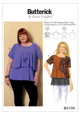 Productafbeelding van Butterick B6396WMN: Patroon voor damesblouse, maten XXL-6XL