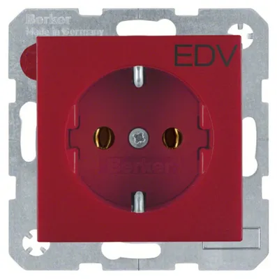 Produktbild von BERKER GMBH BER S1 Schuko Kombi mit 47431922 Aufdruck EDV rot