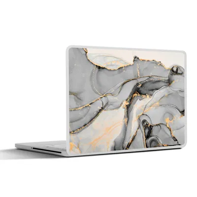 Produktbild von MuchoWow® Laptop Aufkleber Sticker Cover Marmor - Gold - Grau 25x18 cm - Laptop-Deko