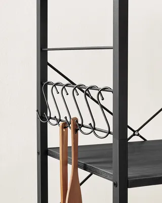 Obrázek produktu pro Kuchyňský vozík VASAGLE se 3 úrovněmi, 6 háčků, 40 x 60 x 89 cm, černý