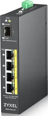 Immagine prodotto di Zyxel RGS100-5P Unmanaged L2 Gigabit Ethernet (10/100/1000) Power over Ethernet (PoE) Black