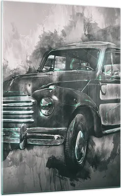 Produktbild von Bilder auf glas - Einteilig - Auto Retro - 70x100cm - Glasbilder - Wandbilder - Bilder - Kunstdruck - zum Aufhängen bereit - Wanddekoration aus Glas - Glas Bilder - Wandbild auf Glas - GPA70x100-3834