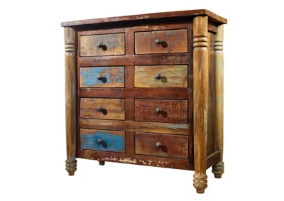 Image de MASSIVMOEBEL24 | Commode 80x42 Bois de récupération laqué Multicolore FABLE #09