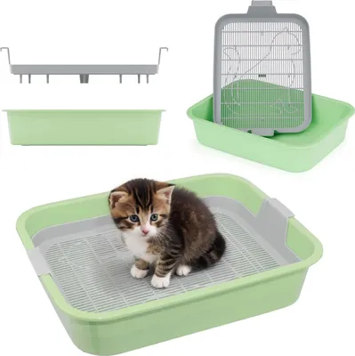 Produktbild von Kätzchentoilette Kleines Katzenklo für Kitten mit Sieb Toilette für Kleintiere Kaninchentoilette Nagertoilette Grün