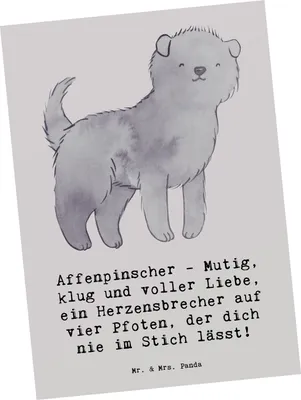 Produktbild von Mr. & Mrs. Panda Postkarte Affenpinscher Liebe - Grau Pastell - Geschenk, loyal, Hunderassen Eigenschaften, einzelkarte, Postkarten, bildkarte, quirlig, Freundschaft