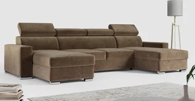 Produktbild von MKS MEBLE Ecksofa mit Schlaffunktion und Bettkasten, Wohnlandschaft U-form, Sofa mit Schlaffunktion - FOX-U - Braun