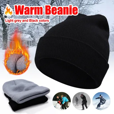 Produktbild von Beanie Damen Herren Wintermütze Strickmütze Weich Warme Ski Winter Mütze Hat Schwarz