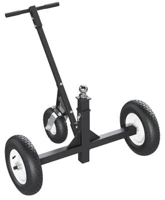 Produktbild von Wiltec Rangierhilfe für Anhänger und Wohnwagen bis 500 kg, Rangierwagen mit 3 Rädern und höhenverstellbarer Kupplungskugel