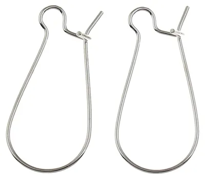 Ohrhaken aus Edelstahl, 25 mm, 30 Stück, silber