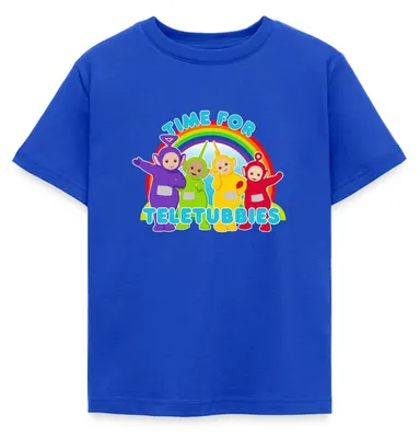 Produktbild von Spreadshirt Teletubbies Time For Teletubbies Kinder T-Shirt, 98/104 (3-4 Jahre), Royalblau