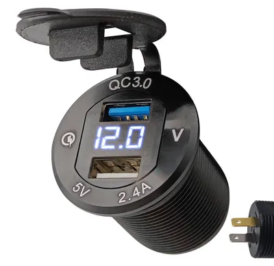 Produktbild von ProRide 12V USB-Einbaulader 2 Anschlüsse mit Voltmeter, 5V/2,4A, KI-generiertes Bild