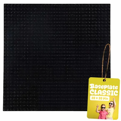 Produktbild von Bauplatte 32x32 Noppen, Grundplatte kompatibel mit gängigen Bausteinen, 25,5 x 25,5 cm, EVI KIDS, Schwarz