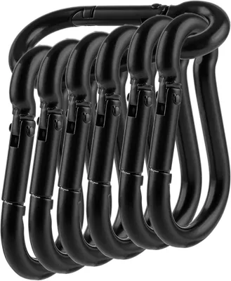 Produktbild von Karabiner M8 8x80mm, 8 Stück, Schwarz Edelstahl, Starker Haken für Outdoor Aktivitäten