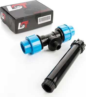 Produktbild von Set Bewässerung T-Stück Schlauch Verbinder 25mm Sprinkler versenkbar 1/2" 360°