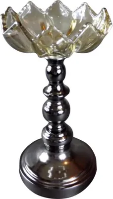 Image de Bougeoir en cristal avec base chromée 29x16 cm