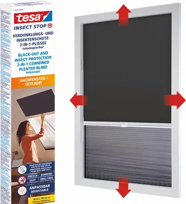 Produktbild von tesa Insect Stop 2-in-1 Dachfenster-Plissee Fliegengitter ohne Bohren und Sägen