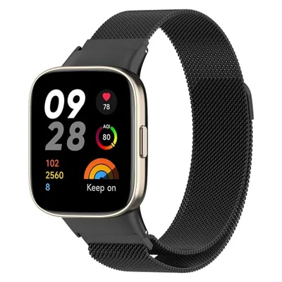 Produktbild von Strap-it Redmi Watch 3 Milanaise Armband (Schwarz)