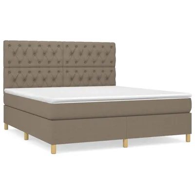 Imagen del producto de Cama con somier y colchón vidaXL, color taupe, 160x200 cm, tapizada en tela