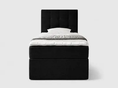 Produktbild von NORDELO Boxspringbett INCANTO 100x200 cm NEW VELO Velvet Schwarz Komplett-Set gepolstertes Einzelbett mit Stauraum, Matratze und 4 cm Visco-Topper, Bonellfederkernmatratze, T30-Schaum