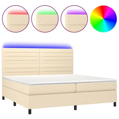 Produktbild von Boxspringbett mit Matratze & LED Creme 200x200 cm Stoff