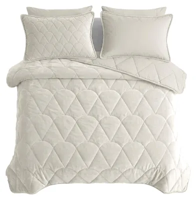Produktbild von Sleeptime Lazy Bettdecke aus Samt, Beige, 240 x 200 cm, mit n Kissenbezügen