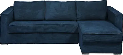 Zdjęcie produktu dla Narożnik rozkładany z materacem - Wymienny narożnik - Sznurek - Ciemnoniebieski - Powierzchnia spania 140 cm - Materac 14 cm - LORETO