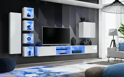 Image de Meuble mural moderne Armoire suspendue Meuble TV design Armoire murale Meubles en bois Neuf