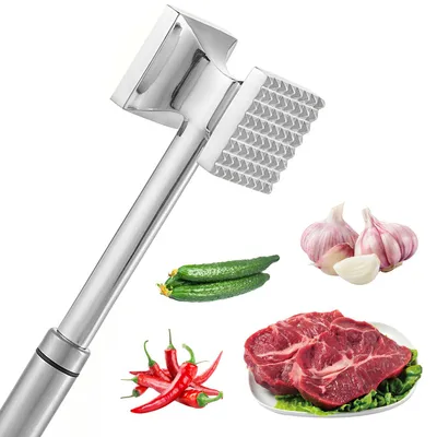 Fleischklopfer, doppelseitig, Edelstahl, 27 cm, für Steaks & Koteletts
