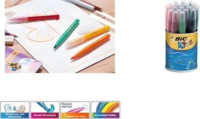 Image de BIC KIDS Feutres de coloriage Visaquarelle Boîte ronde de 18 pièces